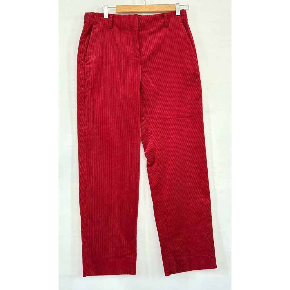 J.Crew Womens Red Corduroy Straight Leg Pants Holiday Festive Casual Size 6